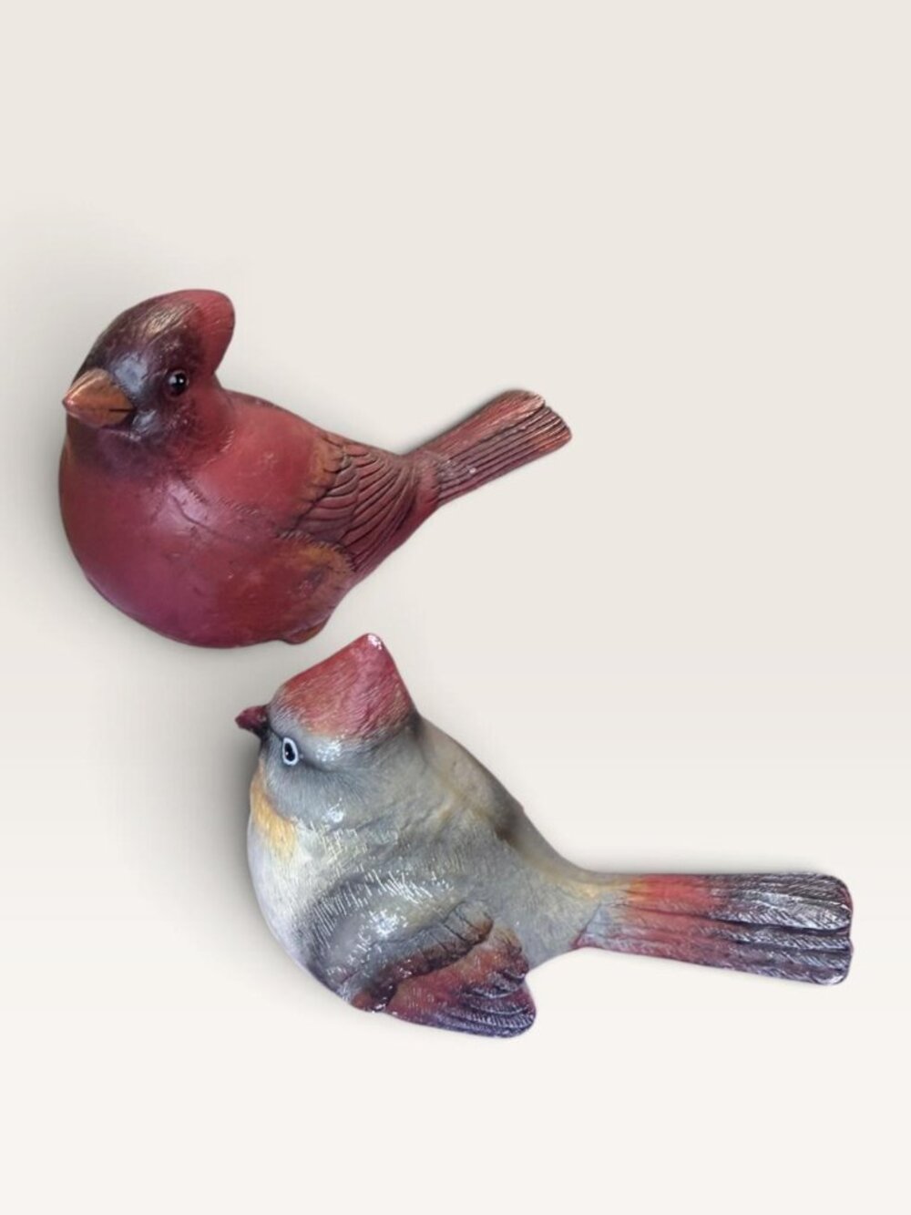 Cardinal Figurines Pair Ceramic Birds Estate Find Vintage Style Holiday Decor